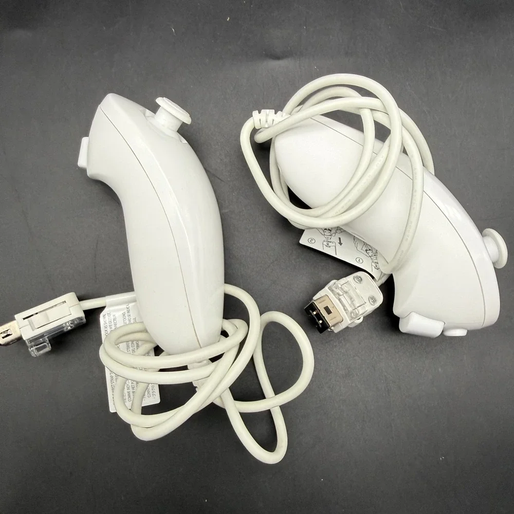 Lot of Two (2) White Nunchuck Nintendo Wii Nunchucks
